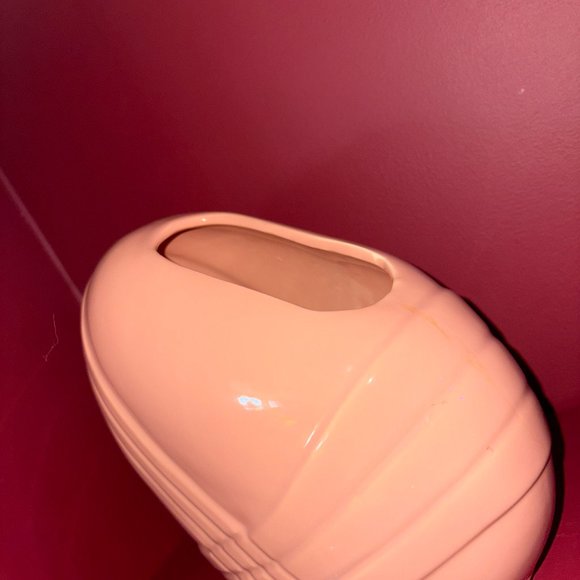 Vintage 80s Mod Angled Peach Ceramic New Wave Vase - Picture 7 of 10